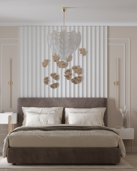 Beige color bedroom with metal decor 3D visualisation