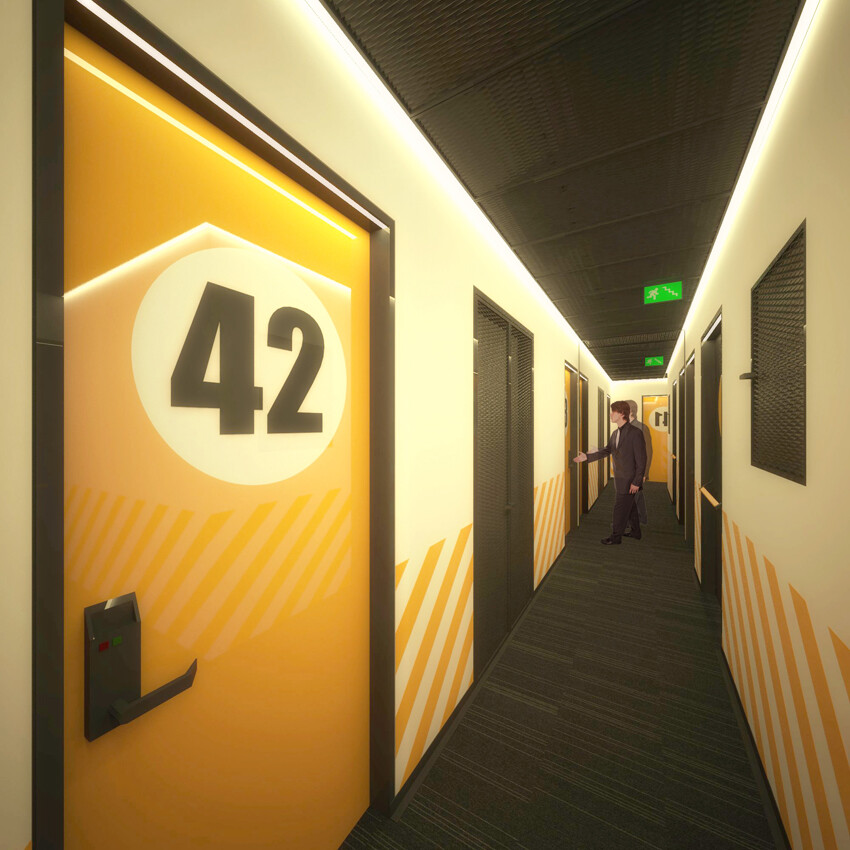 废弃商业区重生,汽车元素打造的环保时尚酒店-20