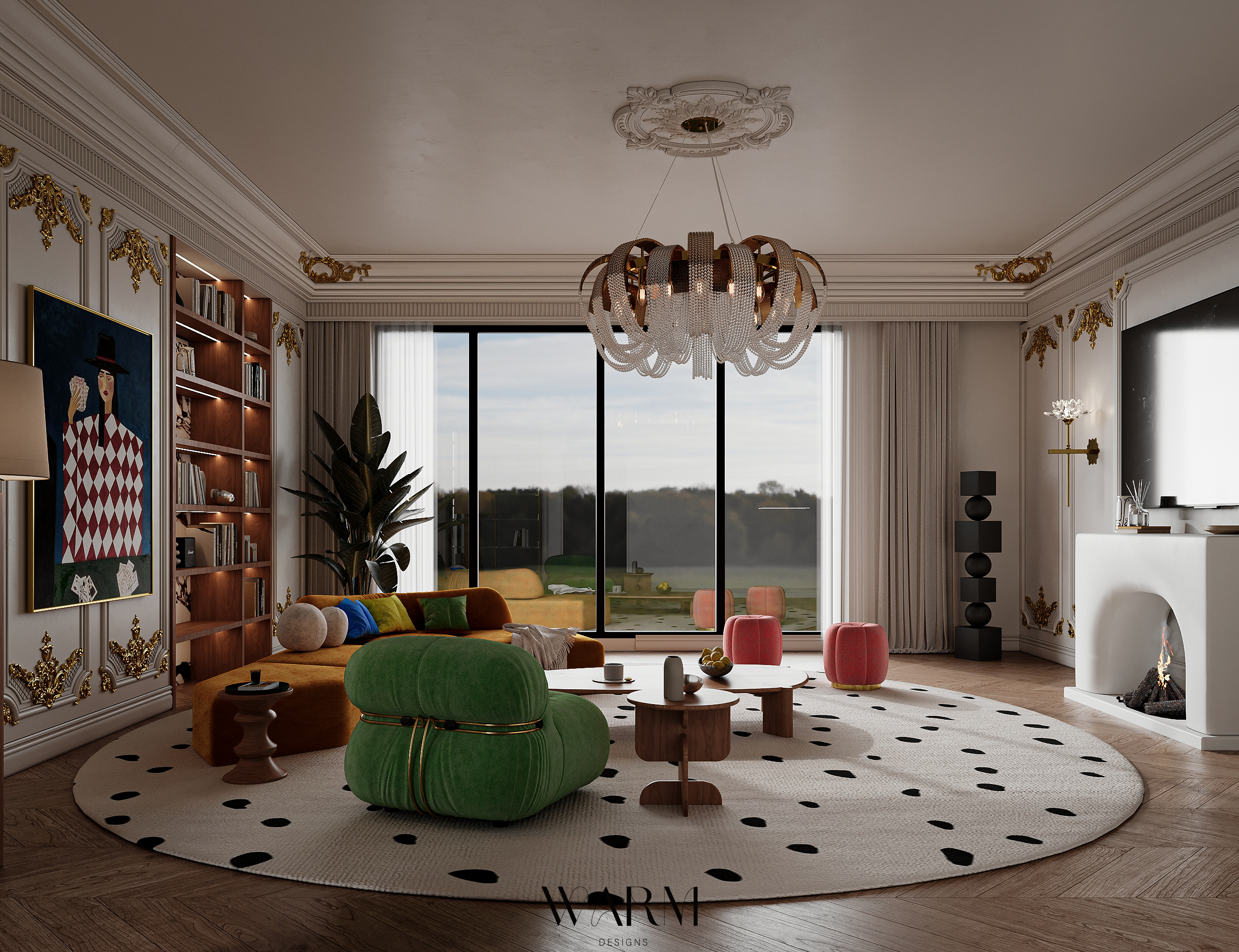 新古典客厅及厨房设计丨Omnia Mohamed-6