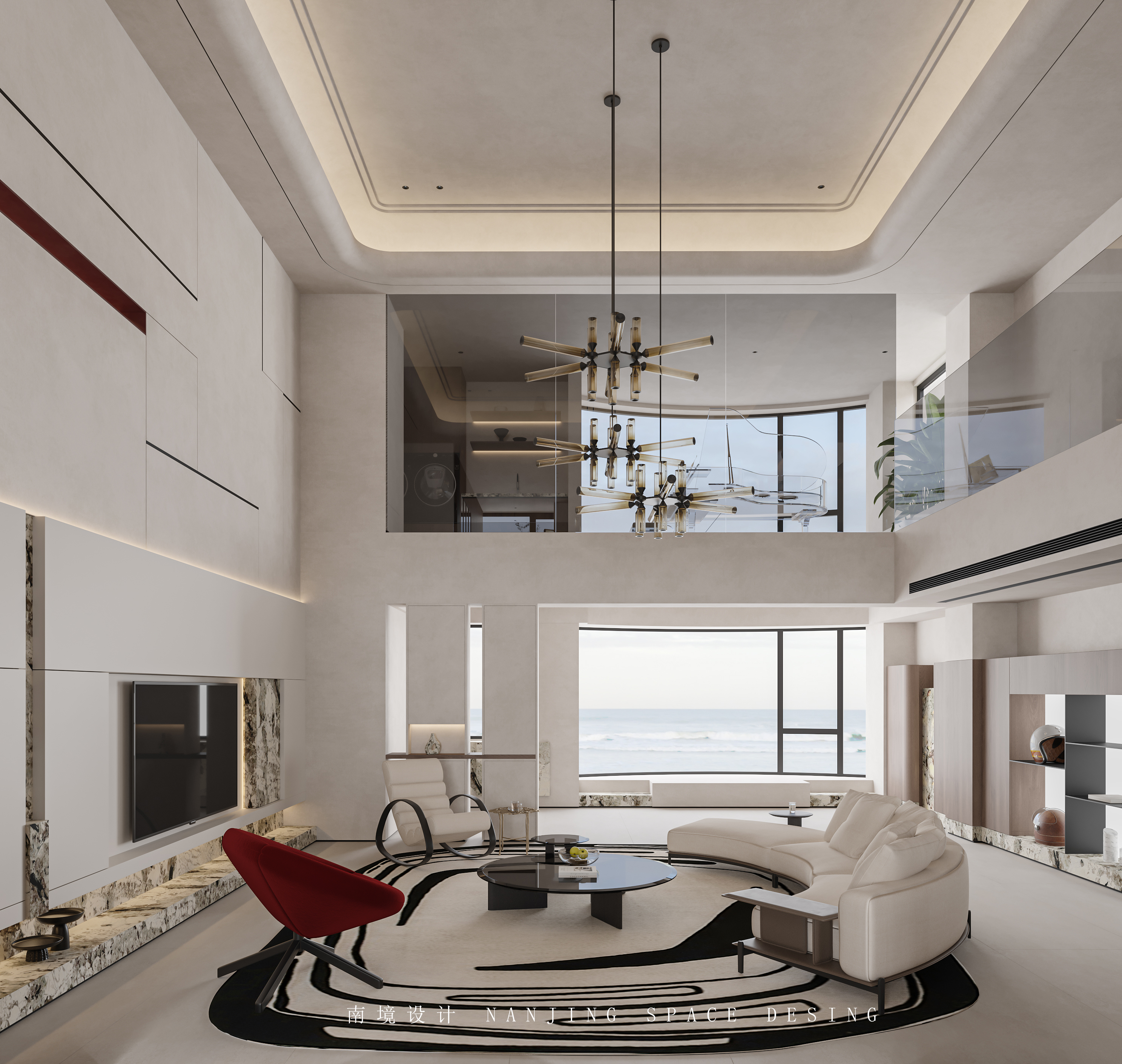 现代简约挑空别墅-4