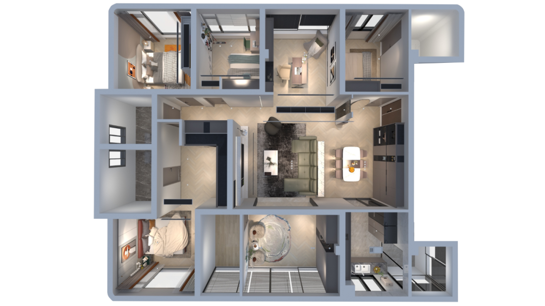 仁豪全案No.09 | 177㎡意式极简四室两厅《朝阳无限》，高级有品位的质感生活！-12