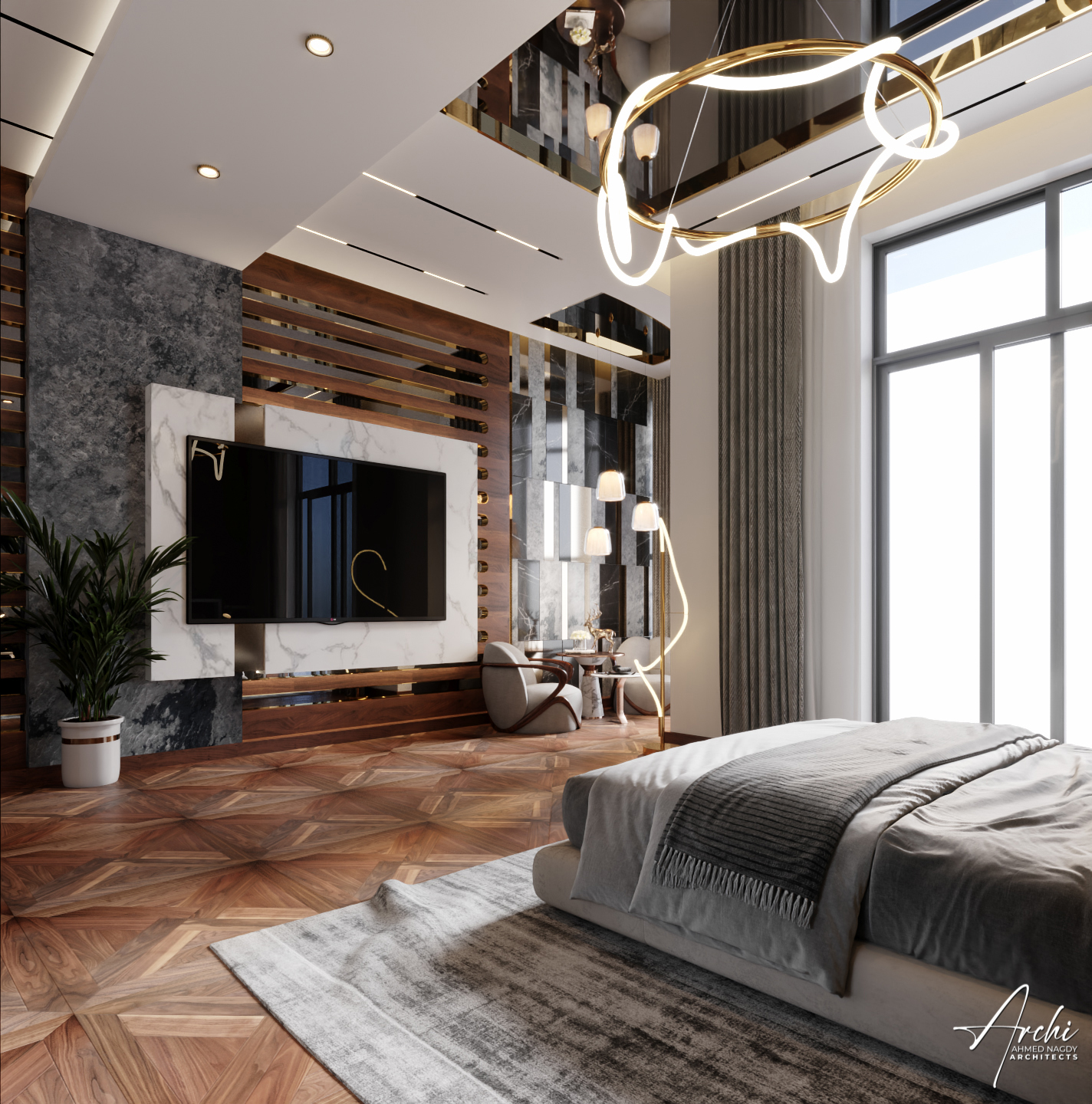 豪华现代卧室丨阿联酋迪拜丨ARCHI  ARCHITECTS-3