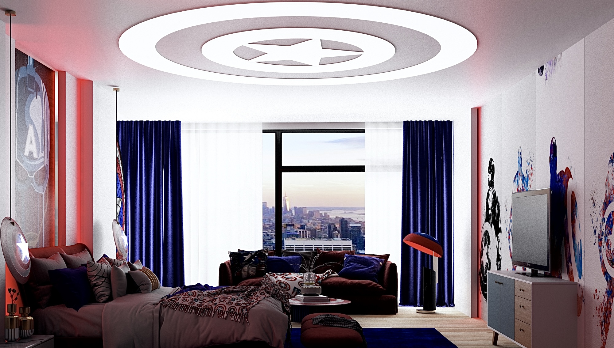 Captain America hotel bedroom-4