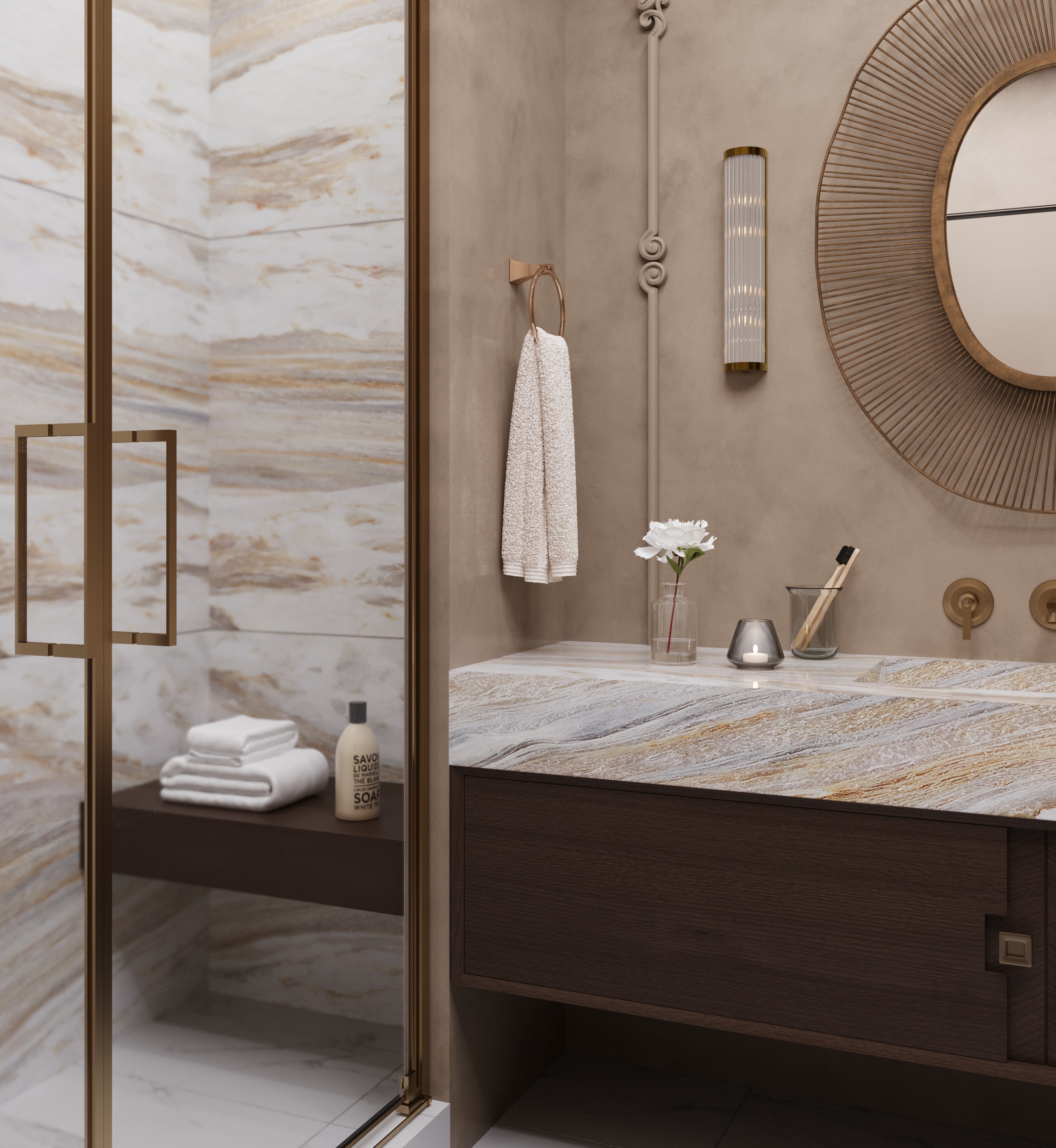 A bathroom with a sense of warm luxury.-4