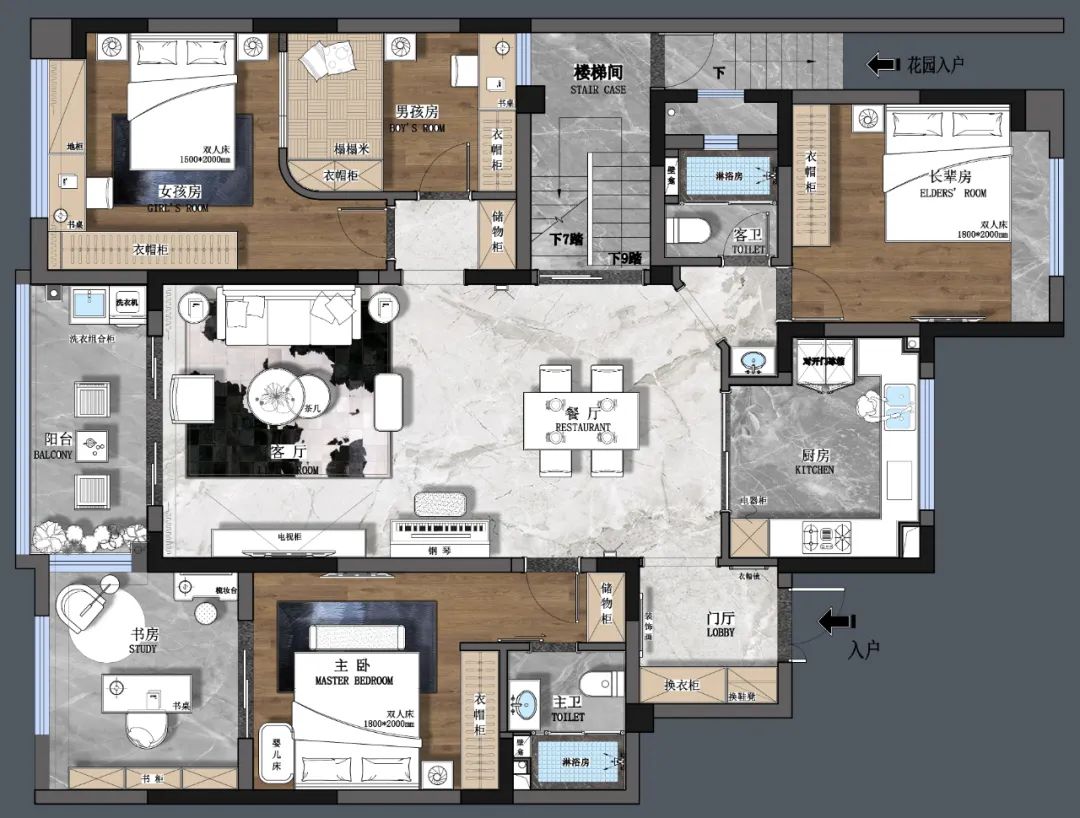 鹭岛荣府 220㎡现代美式轻奢家，温馨实用又充满艺术气息-34