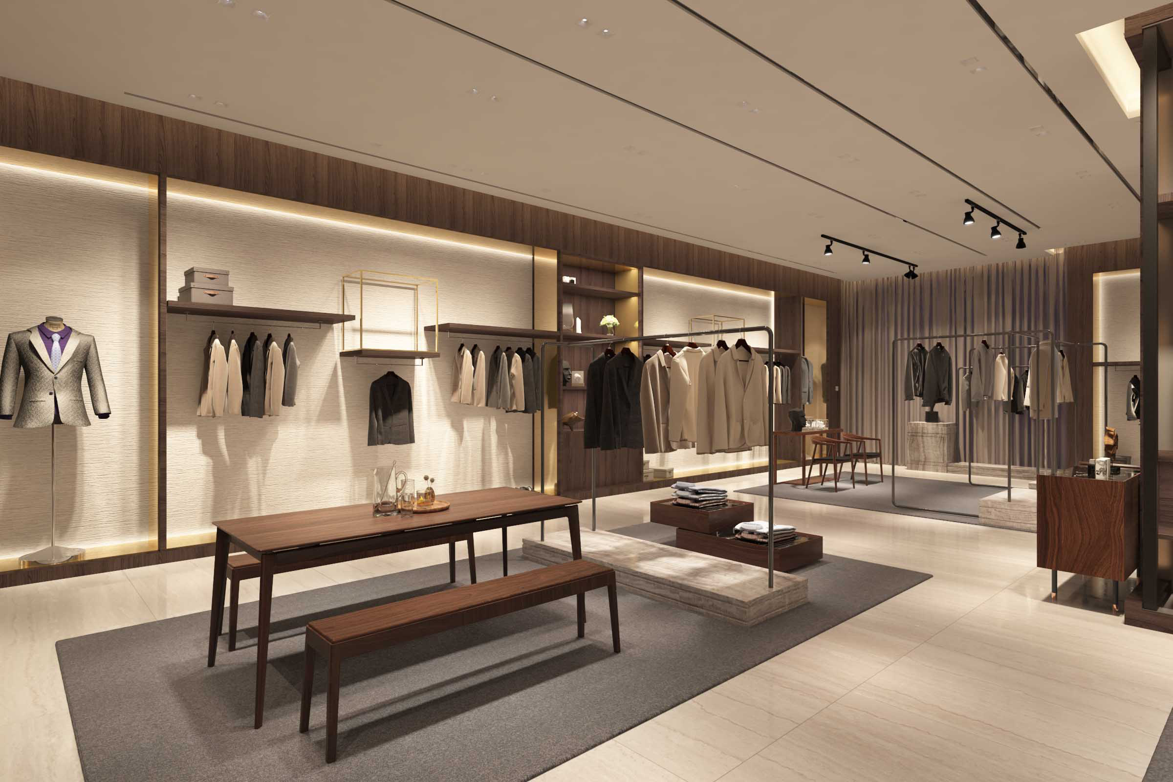 黑胡桃木轻奢雅致男装品牌旗舰店设计-17