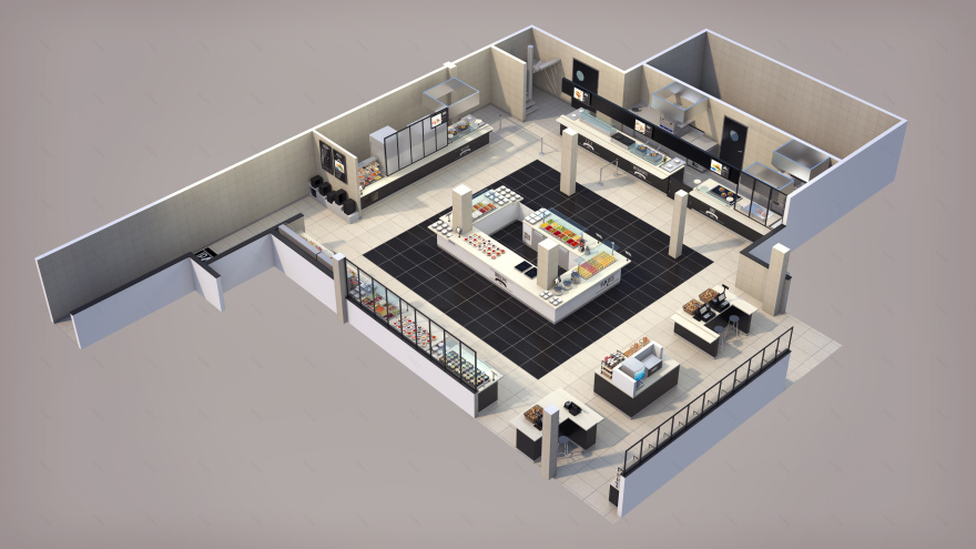 Restaurant Axonometric Studies - 3D Plans (Archive)-5