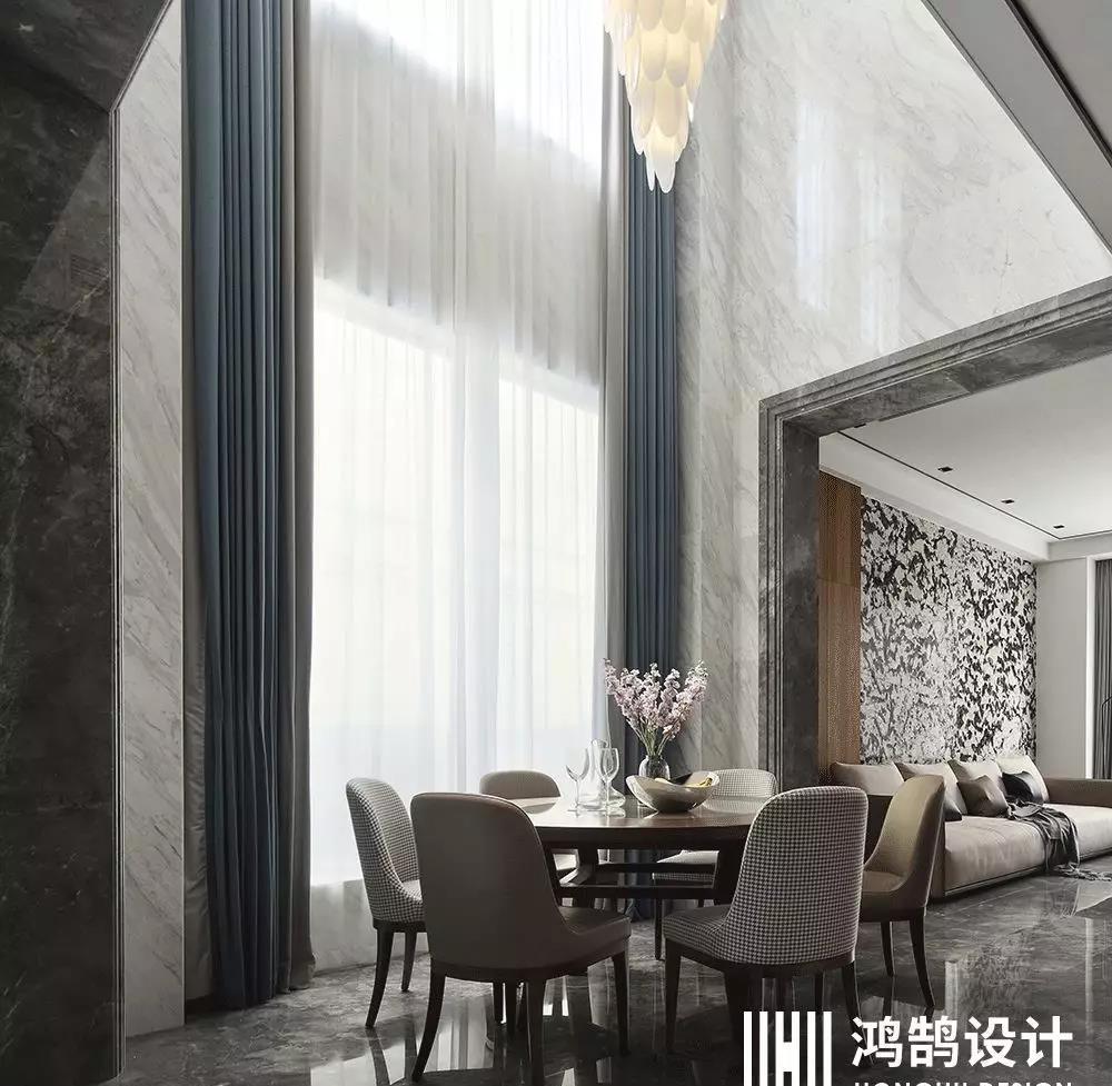 绍兴鸿鹄设计丨别墅空间,现代简约风的低奢艺术-25