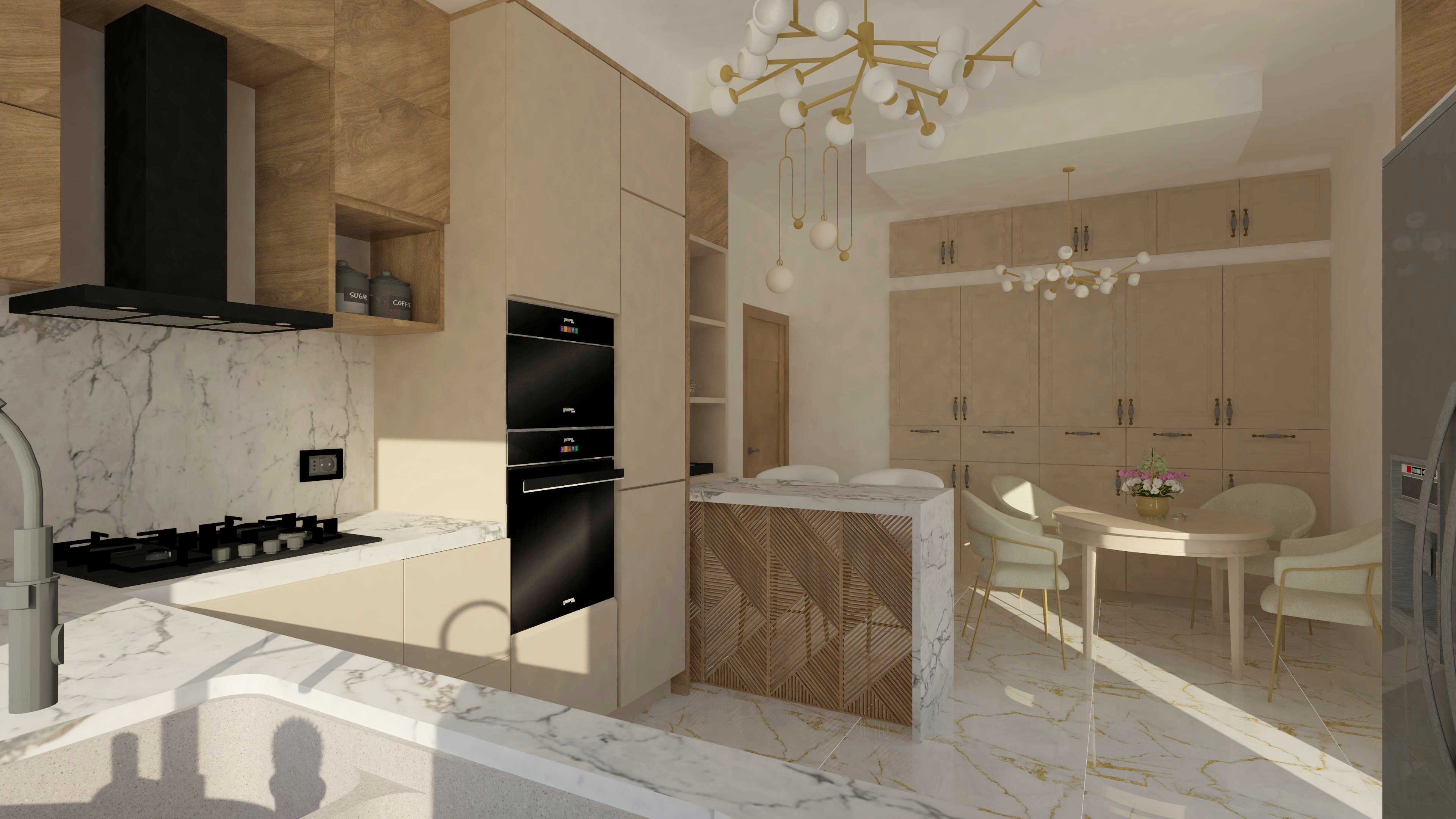 带时尚座位的厨房创意丨Fadoua.oua-4