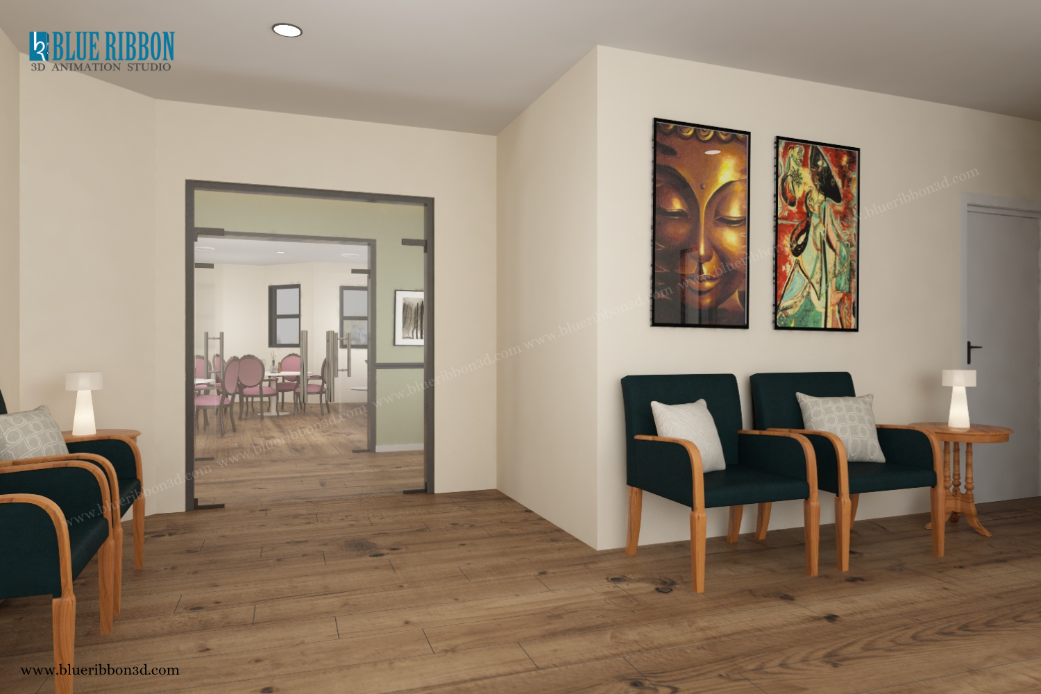 3D 室内渲染的餐厅丨Blueribbon 3D 动画工作室-4