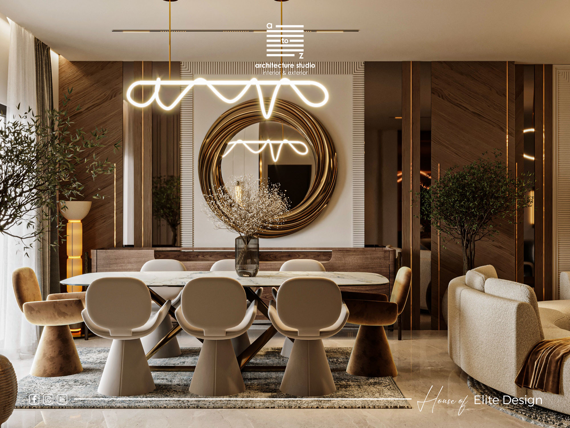 你提供的Lu·ury可能有误，推测正确的词是Luxury ，那么Luxury Modern Reception的翻译是奢华现代接待处 丨EgyptCairo丨A2Z Architects-9