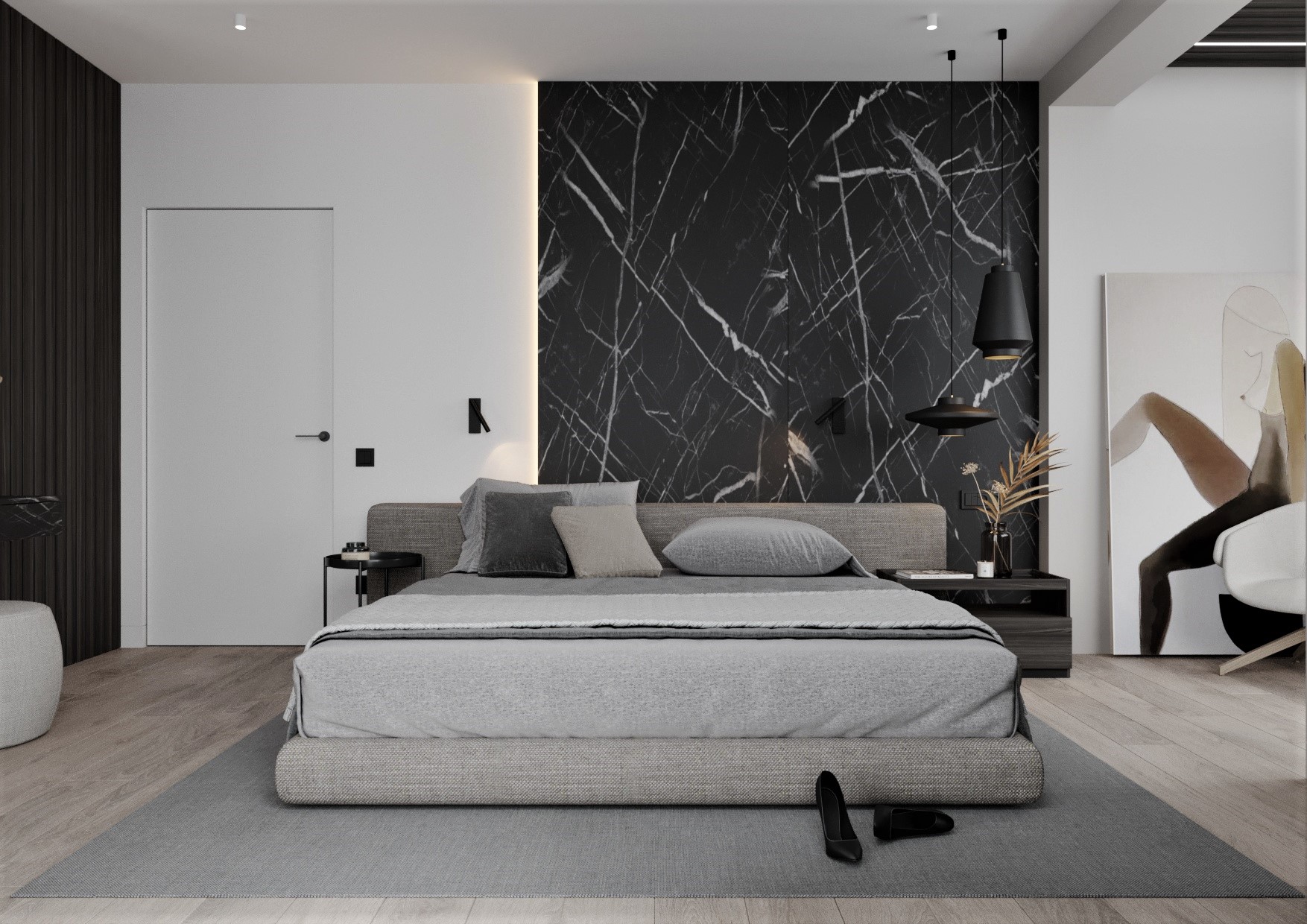 年轻家庭的单色空间公寓设计-2