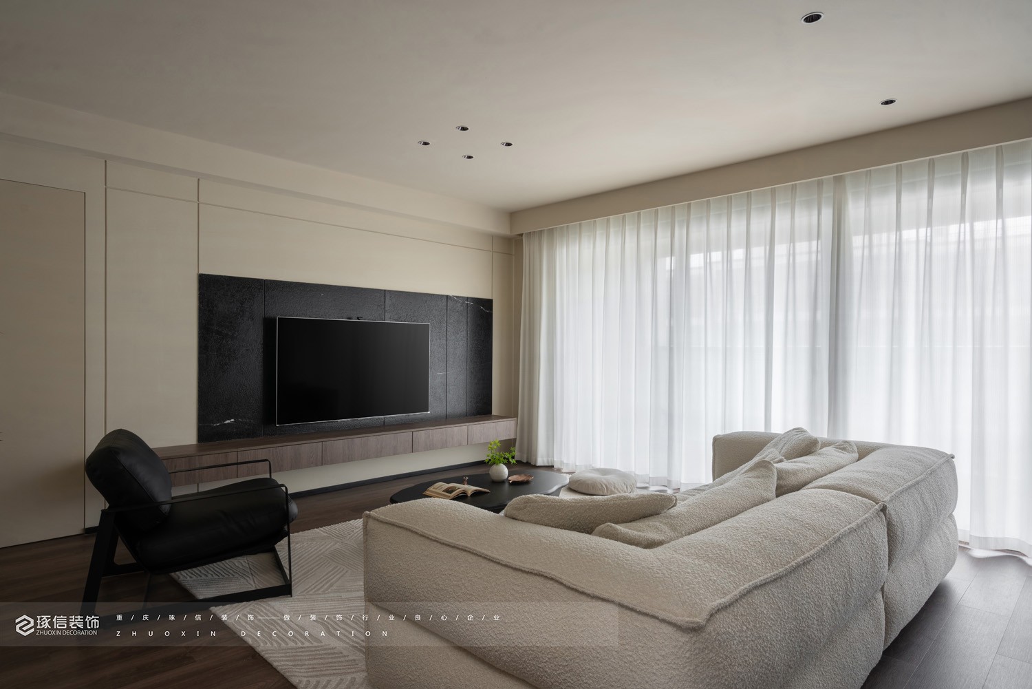 110 平简约现代风舒适空间丨琢信装饰-5