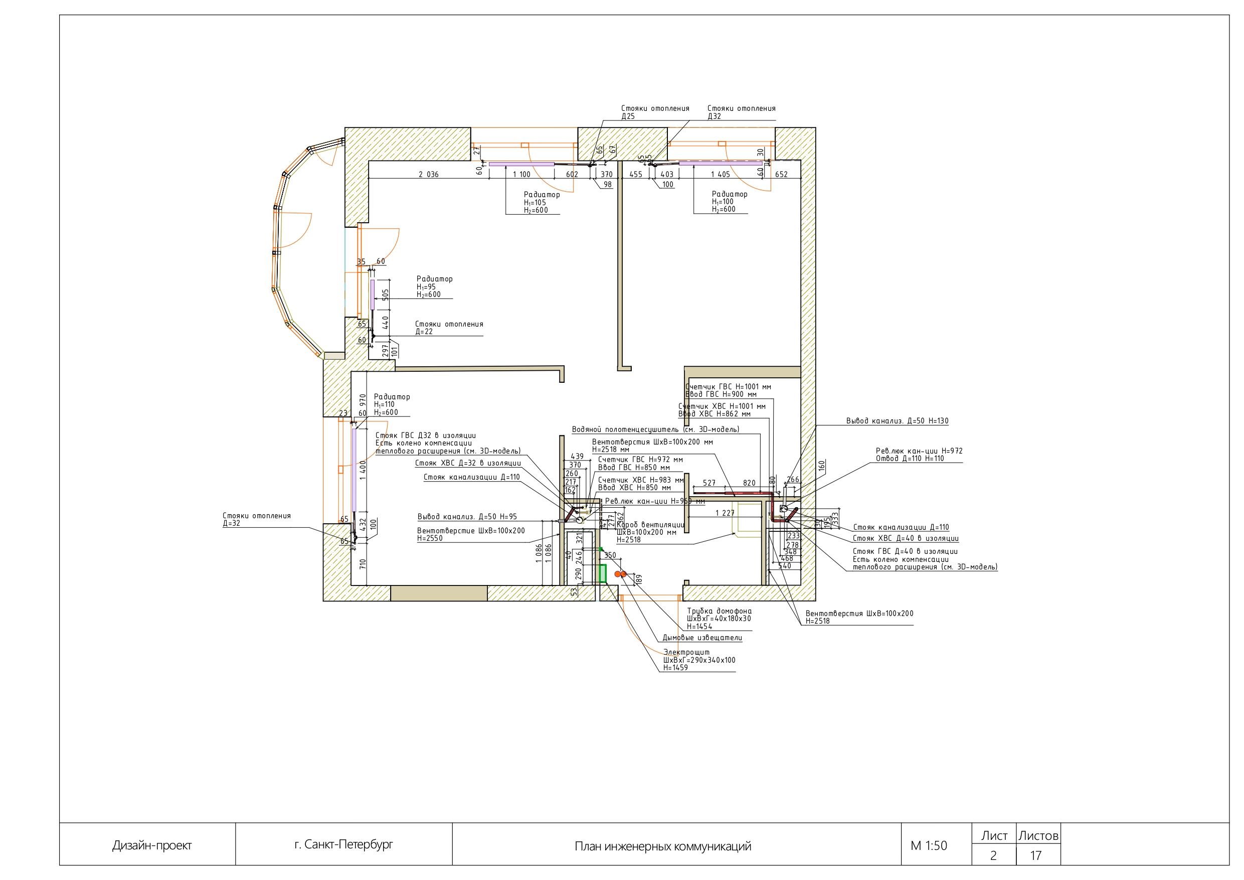 Detailed design documentation, 53m2, SPb-1