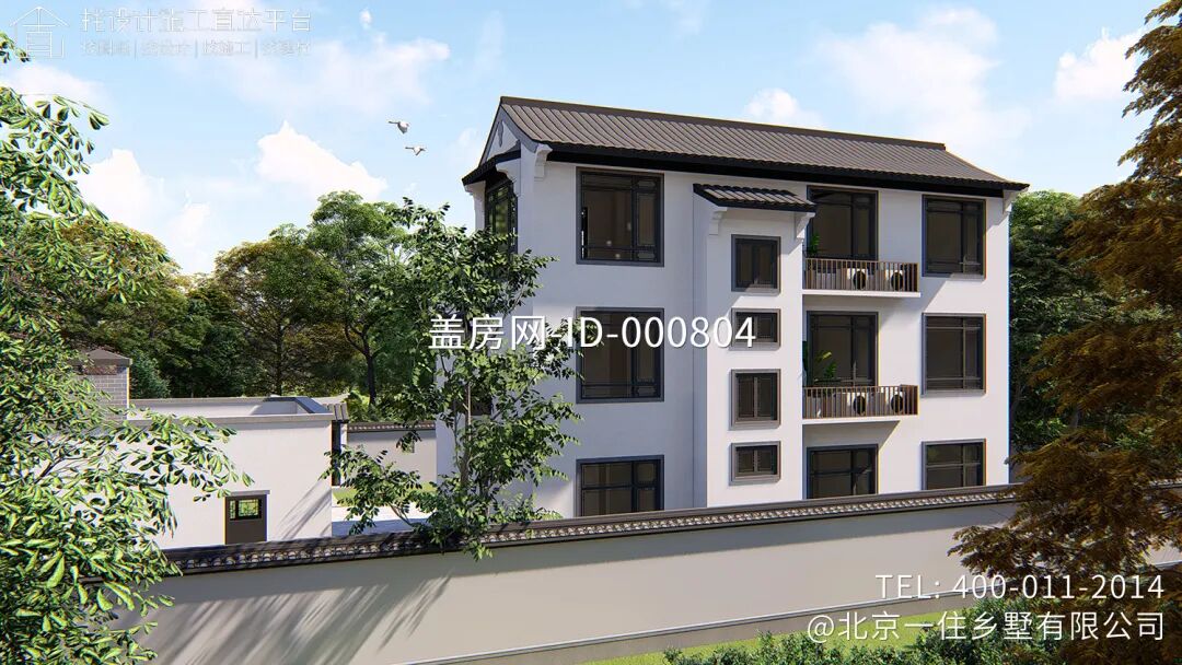 【设计师案例】土建参考造价95万，面宽14.4m×进深10.9m湖北宜昌三层新中式别墅-47