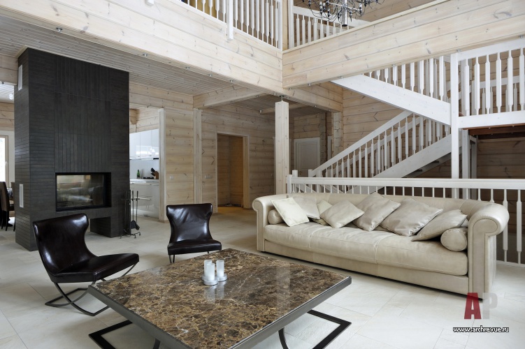 芬兰风格两层原木别墅室内设计丨Зубенко Юрий,Щербакова Ольга-11