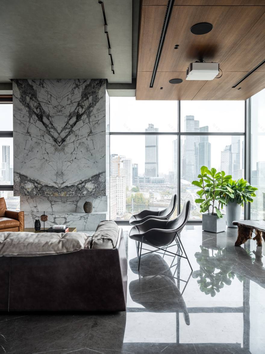 莫斯科160㎡带全景窗公寓设计丨俄罗斯莫斯科丨设计师 Евгения Дьяконова-14