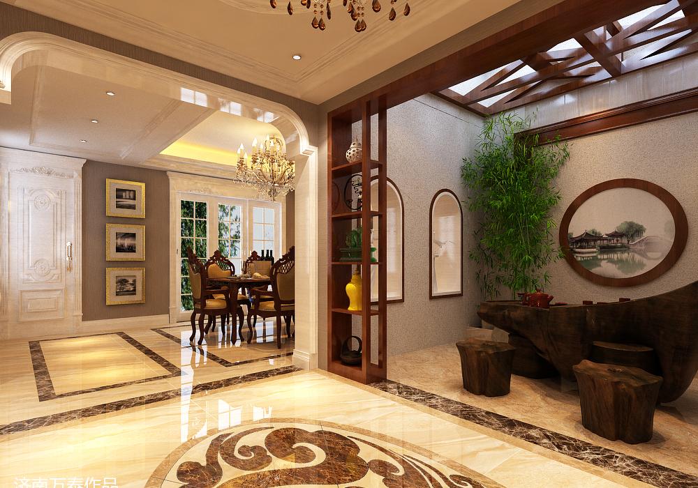 
济南章丘莱蒙湖370户型别墅装修新古典风 -7