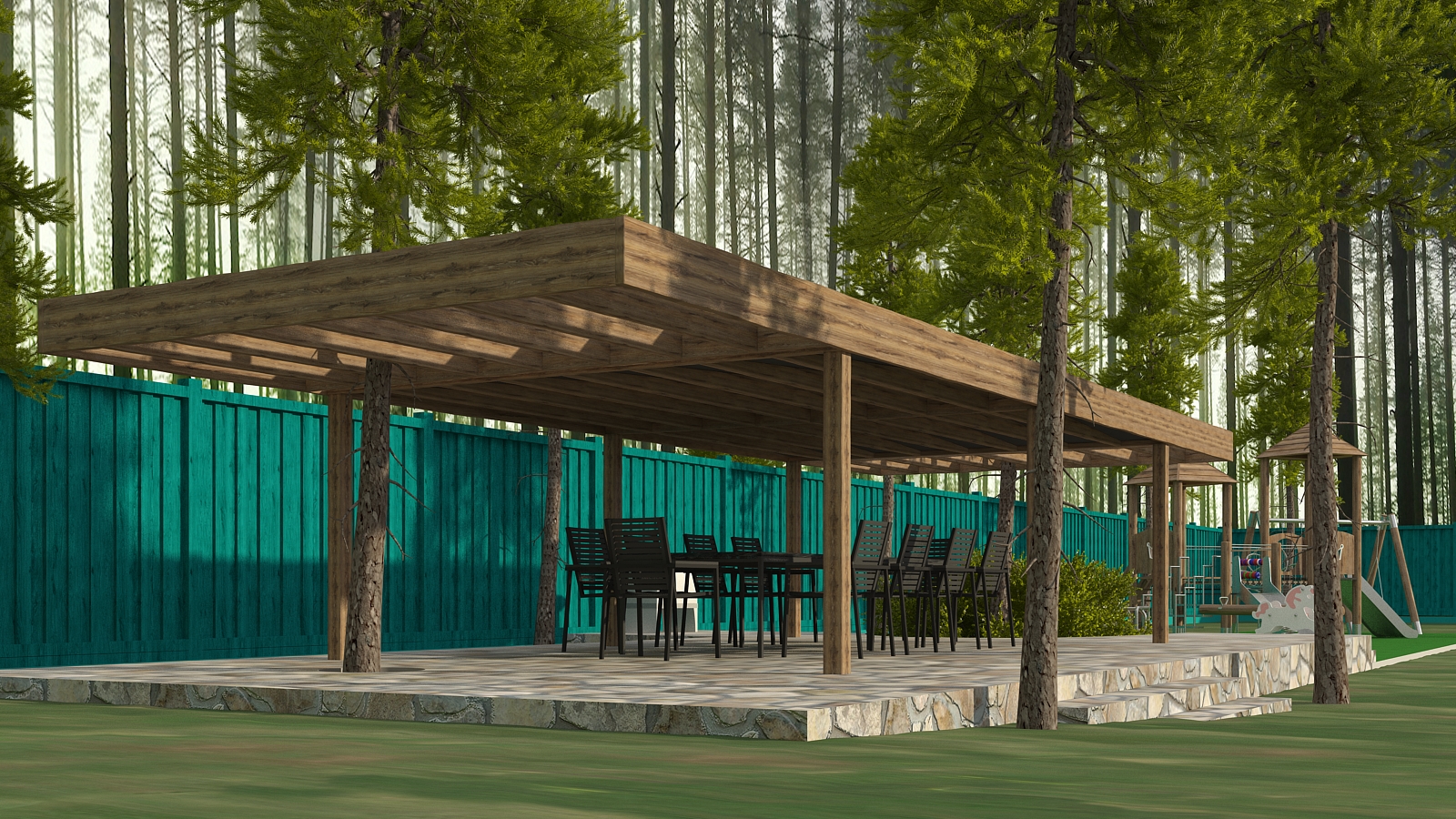 Gazebo and playground in Moscow-0