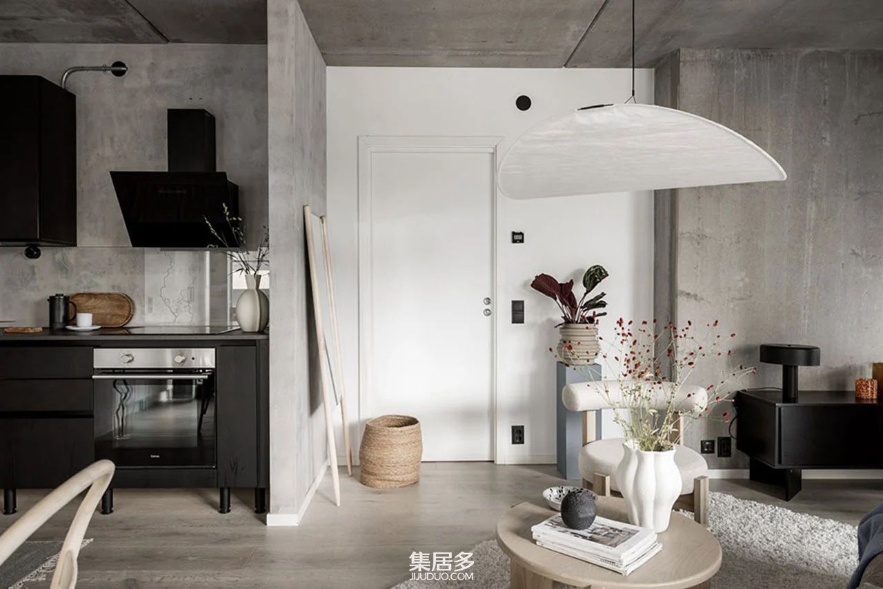 混凝土墙的斯堪的纳维亚小型公寓丨瑞典-20