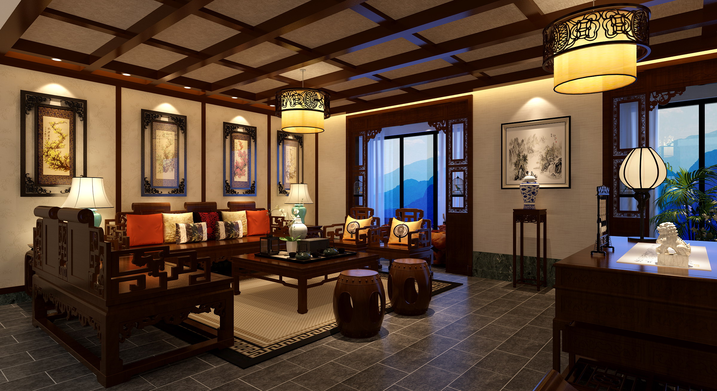 中式新中式风格家装效果图-8-15