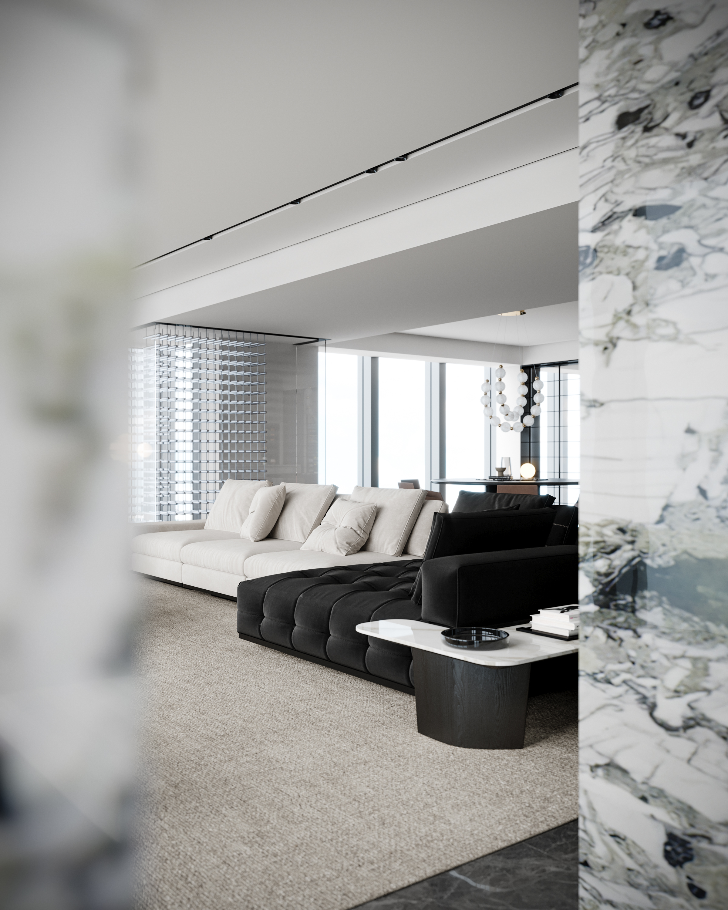 现代风格大平层家装效果丨冈舍效果图表现-13