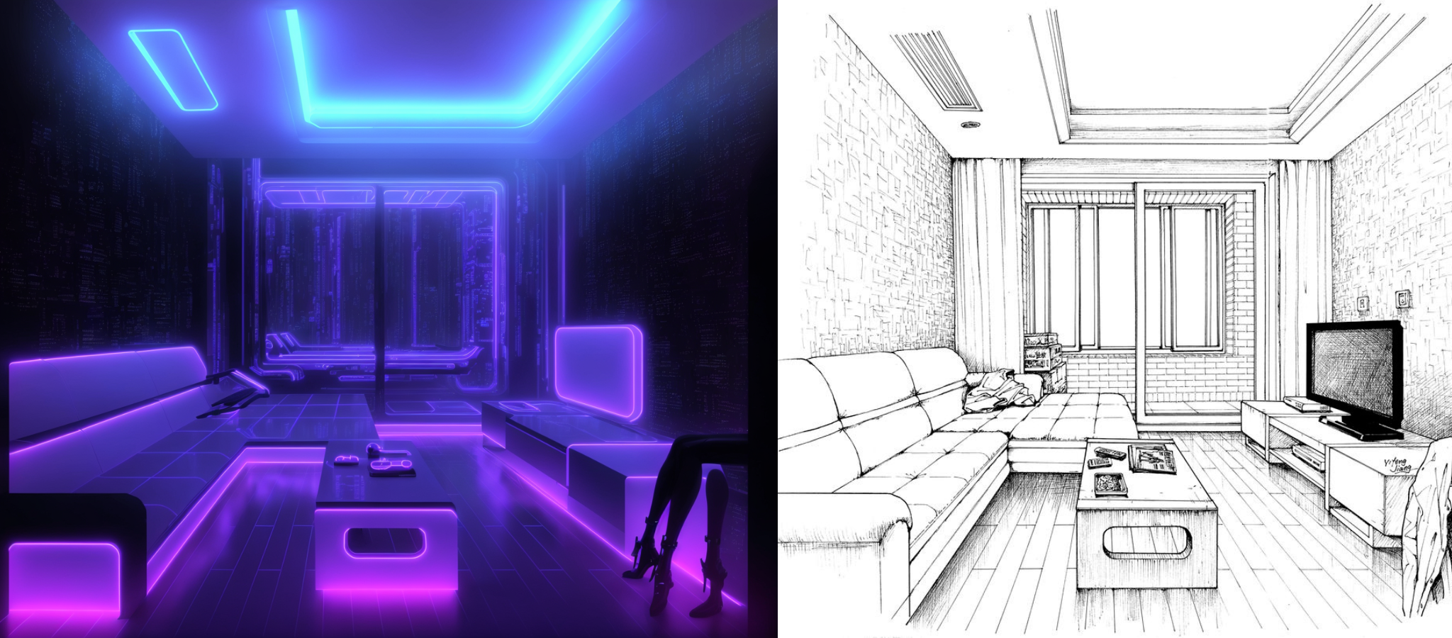 Living room Interior design - Cyberpunk-2