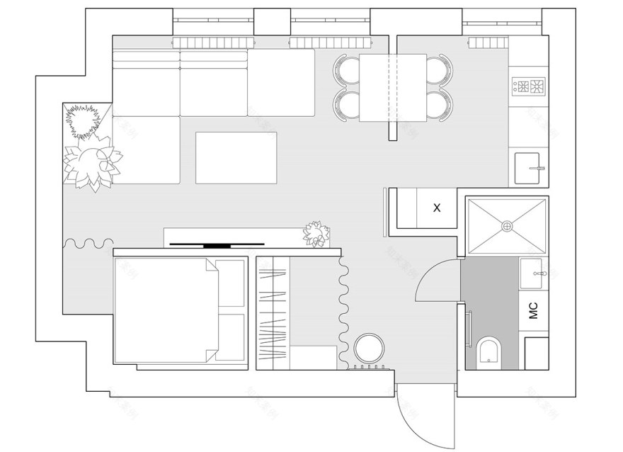 Модерен, интелигентен интериор в малък апартамент под 40 кв.м.-41