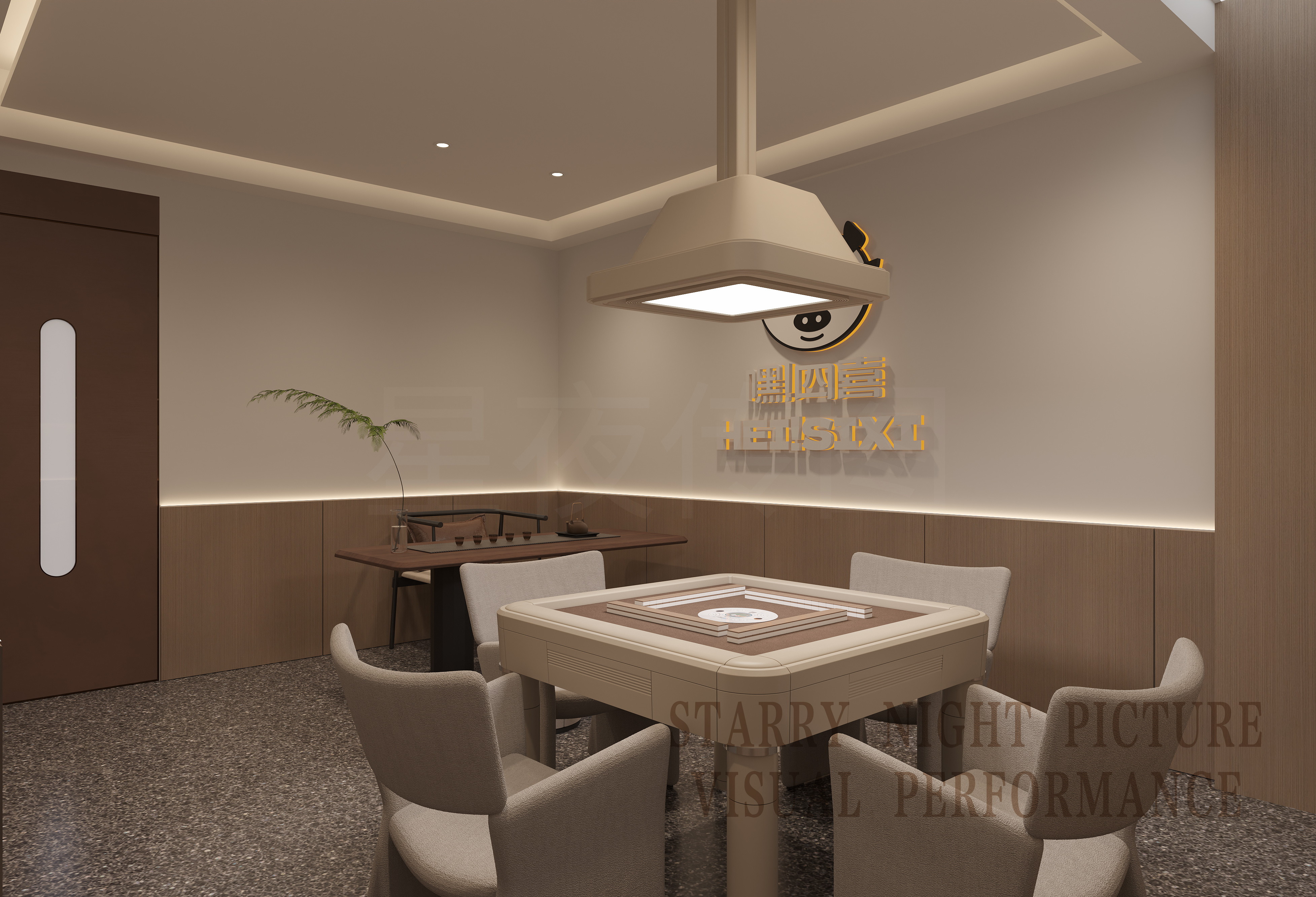 现代东方雅集·融合麻将竞技与茶道美学的极简空间-10