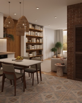 Nordic Warmth — Kitchen & Living Visualization