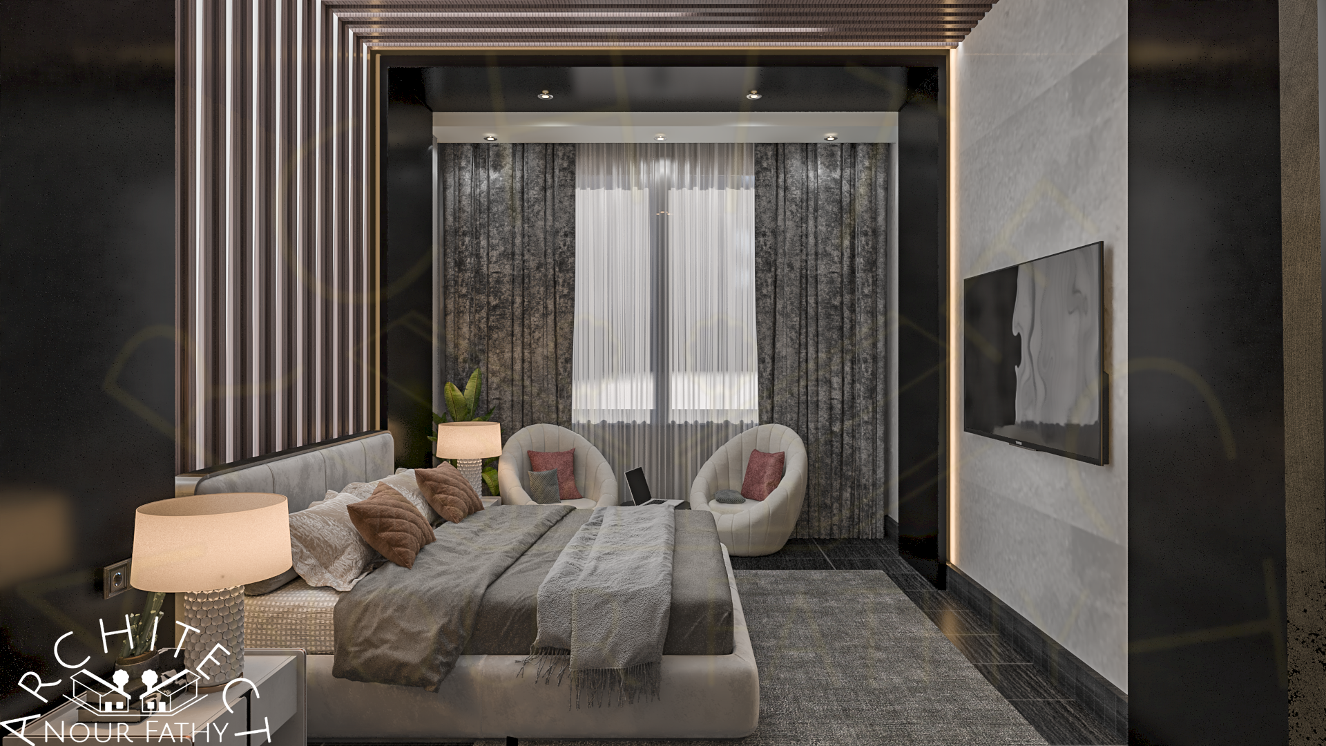 Modern Black Design for a Flat in EGYPT-22