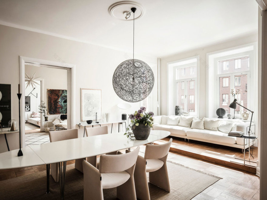 瑞典宽敞明亮的优雅公寓设计-4