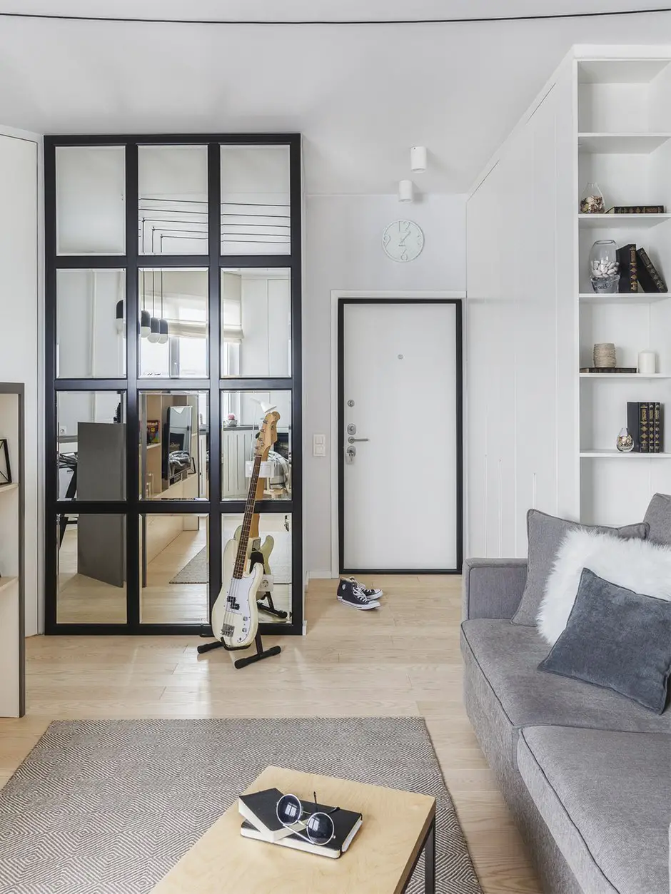 莫斯科 27m²创新小户型设计，镜墙扩容空间-9