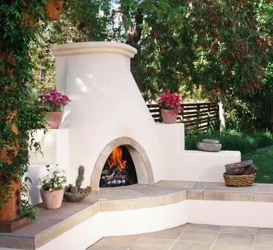 冬日里的温暖庭院壁炉设计-99