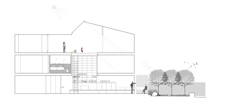 蒙特利尔现代镇屋,中庭与花园的巧妙融合-5