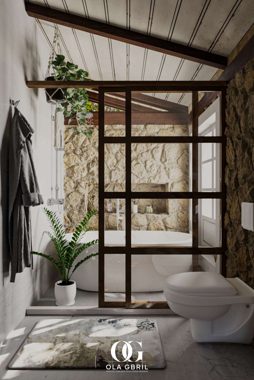 Modern Natural Bathroom | Interior Visualization-6