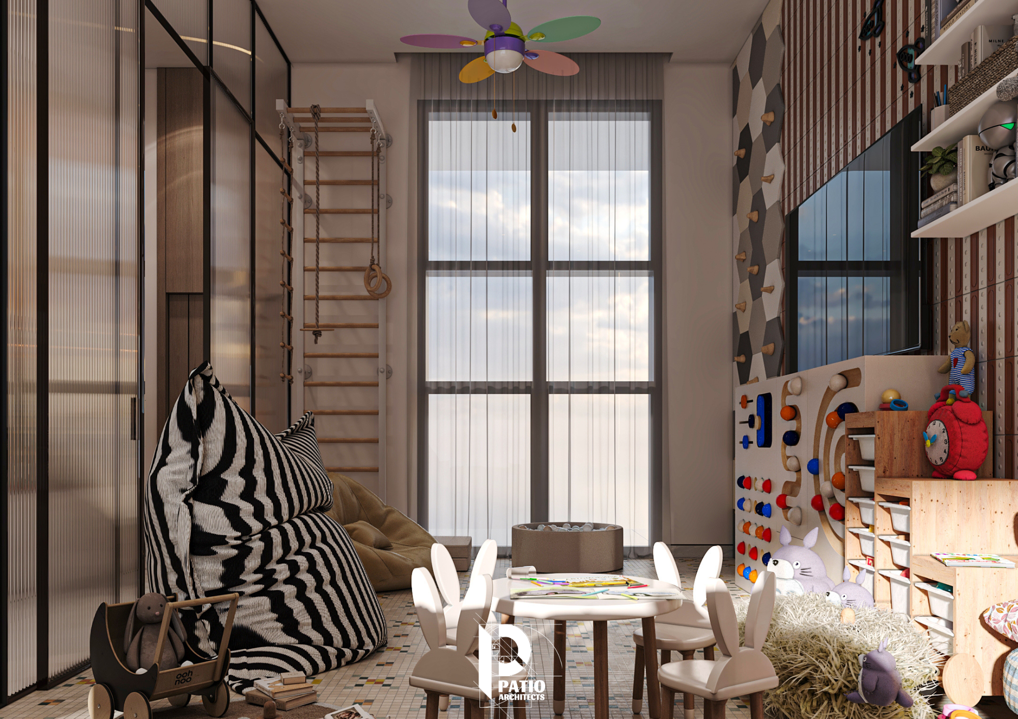 Living Room & Kids Gaming Area Interior Design Concept-13