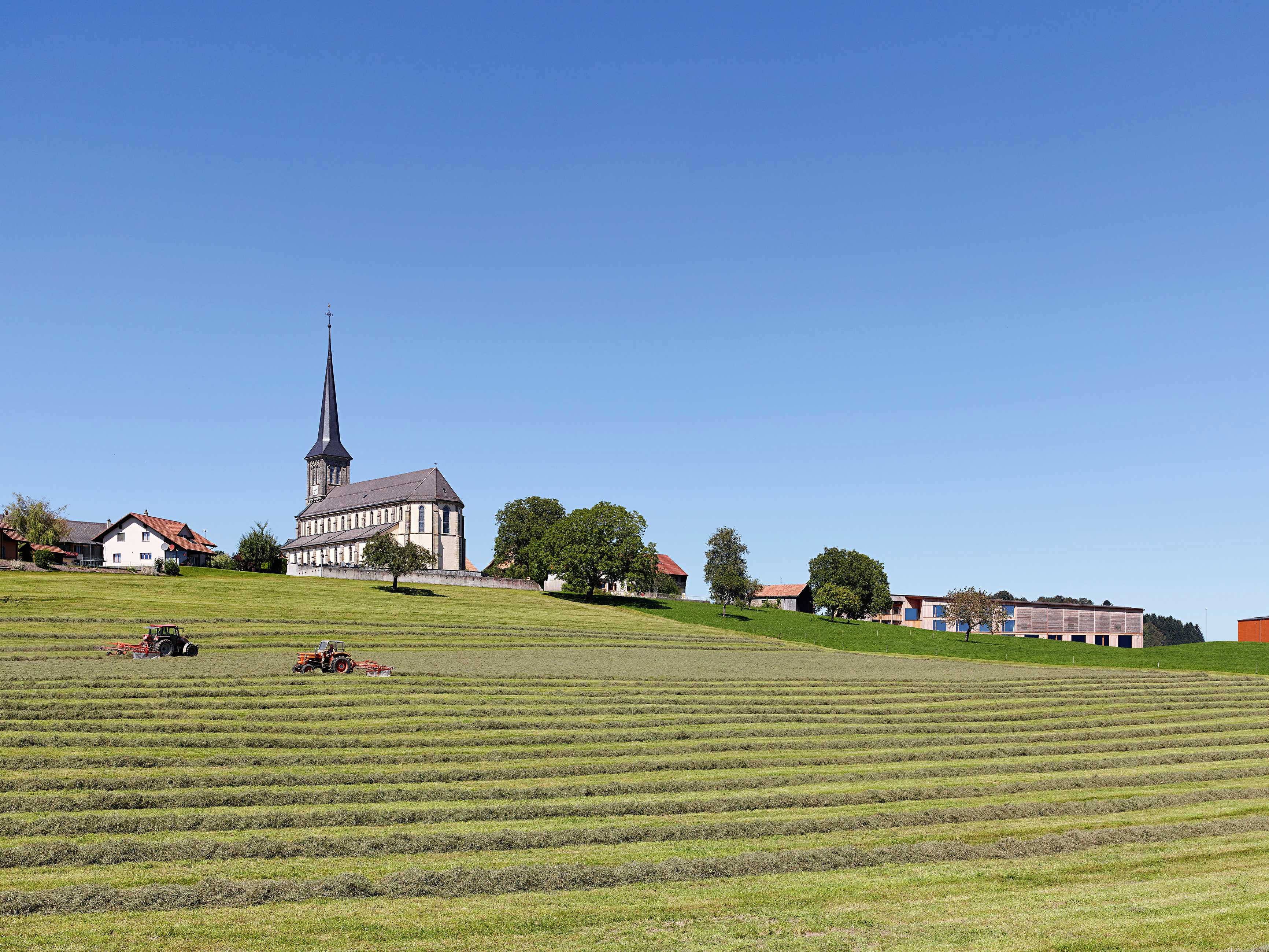 融入乡村景观的玻璃学校-2