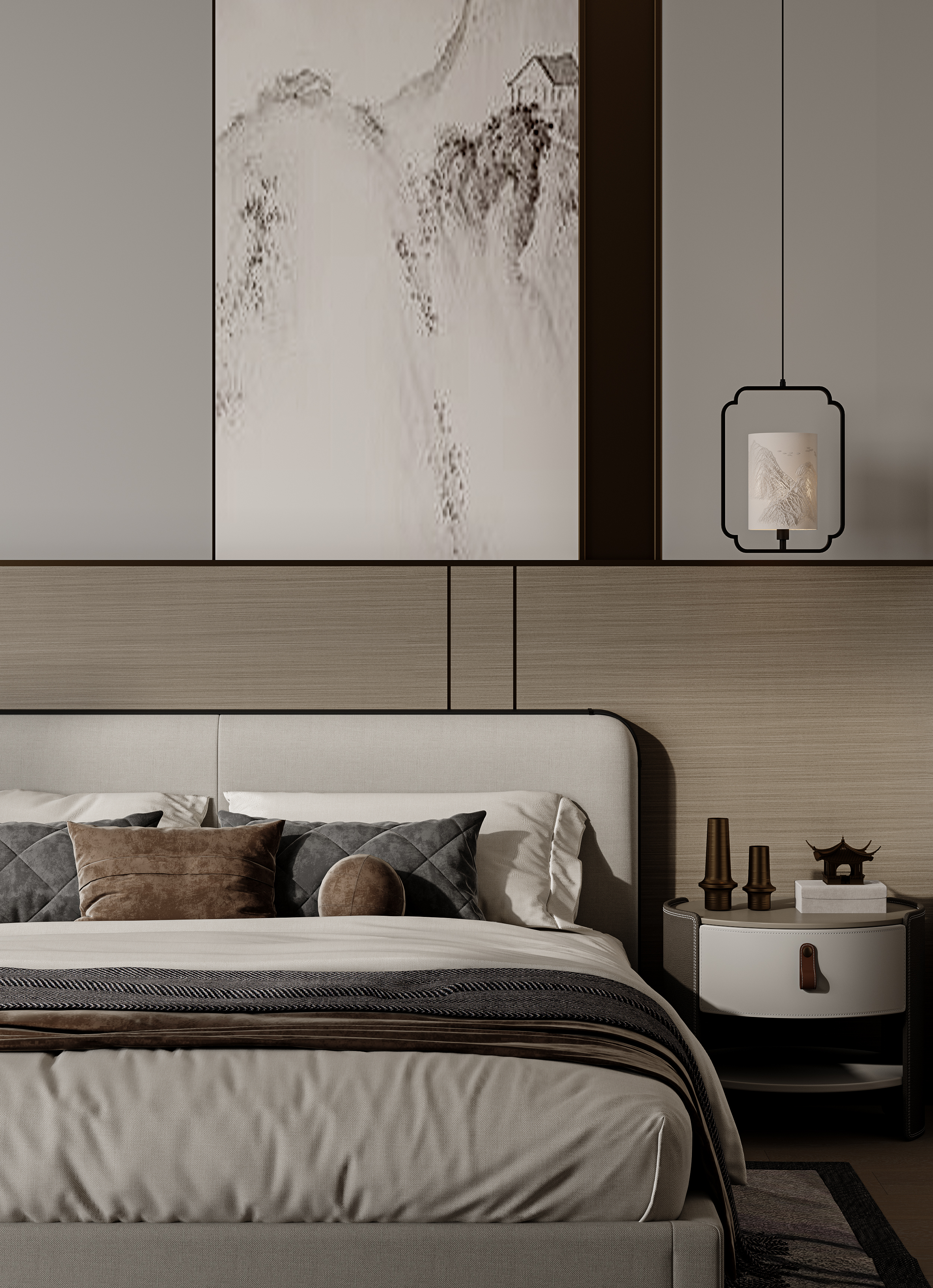 室内新中式，地下室，客厅-15