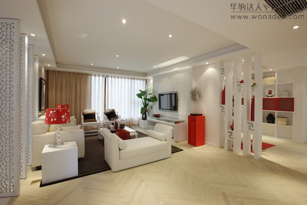 心怡·紫晶城A户型 新中式样板房 红与白-2