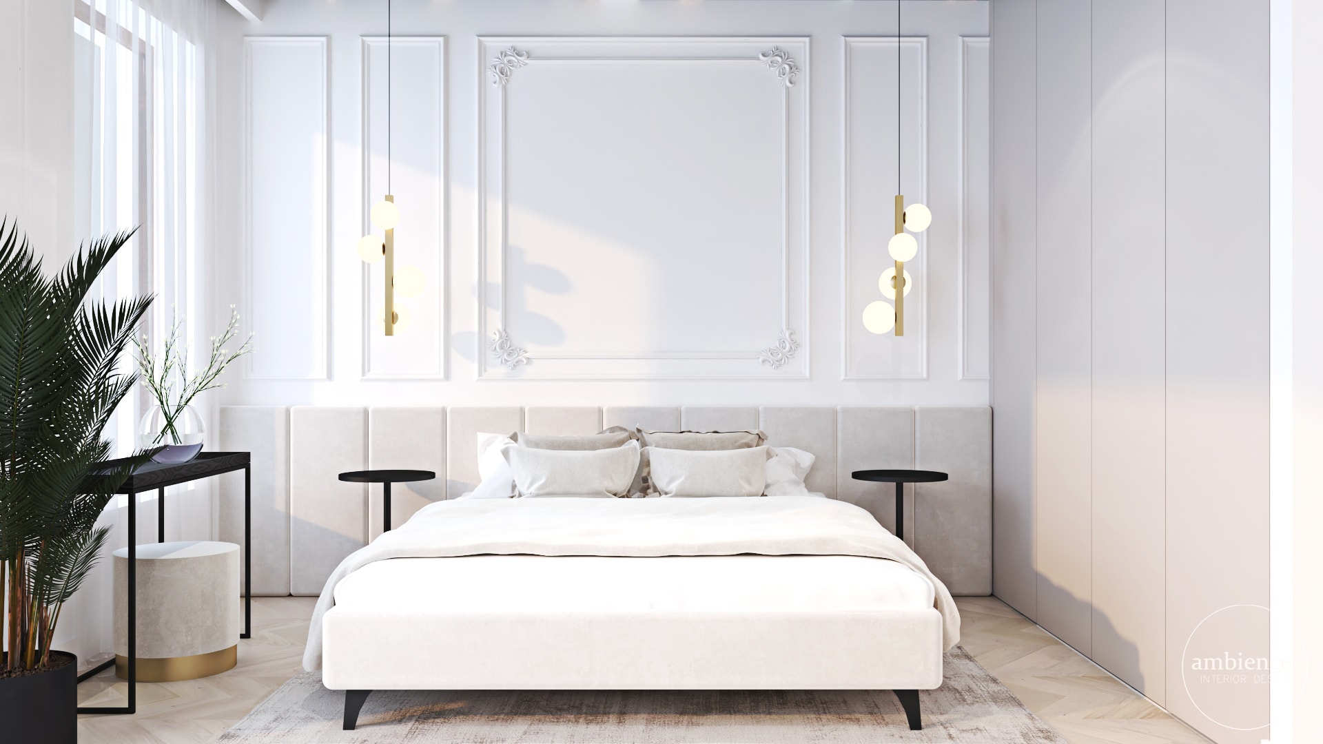 白色和金色的室内装饰丨波兰华沙-12