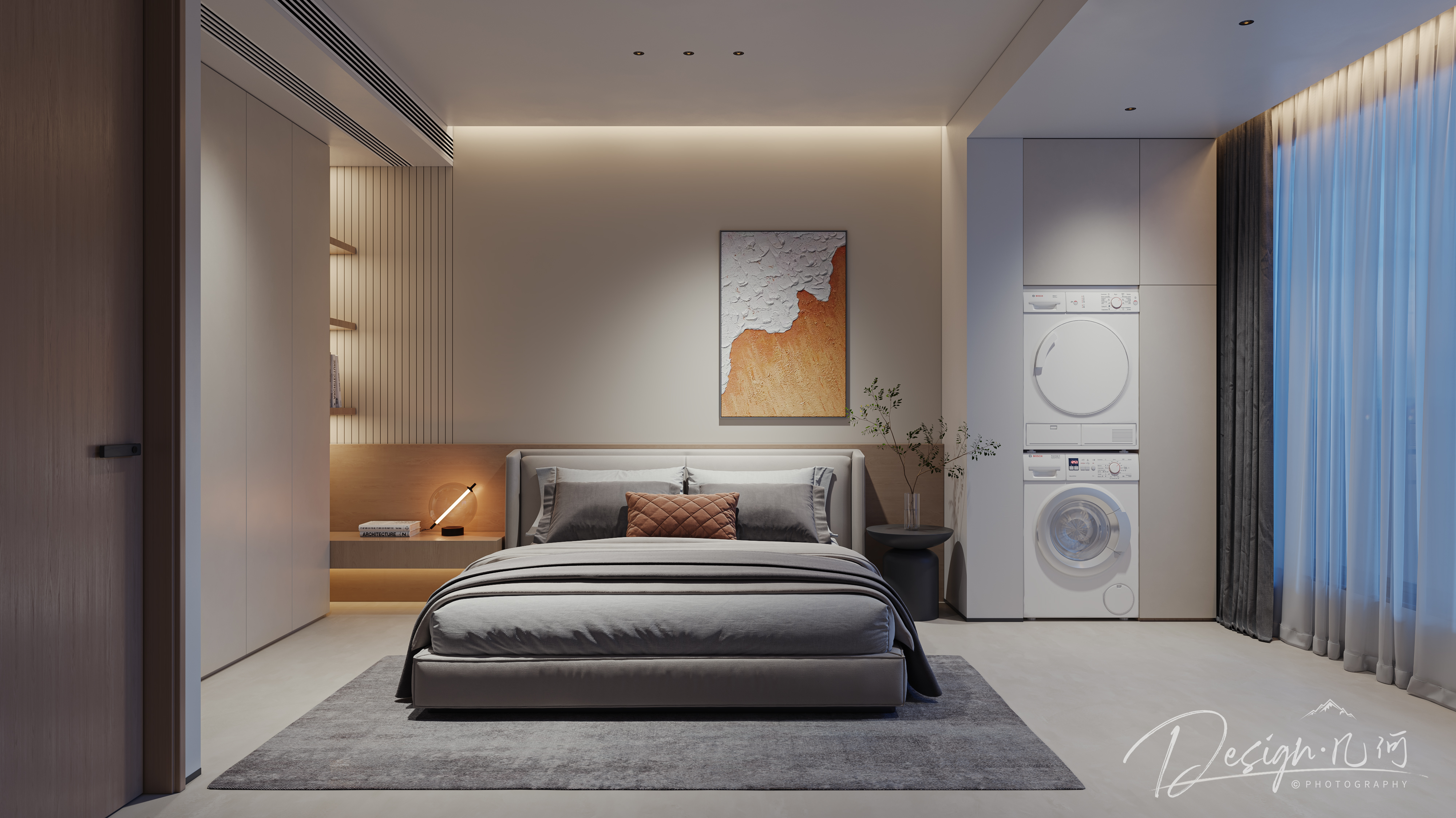 几何空间视觉表现 | 正荣府现代奶油风客餐厅-8