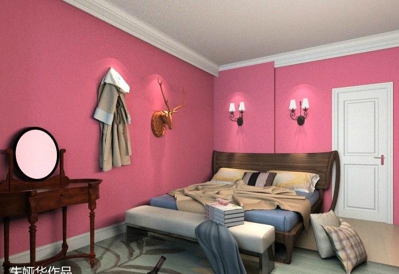 浪漫粉色餐厅，原木餐桌打造情调空间-5