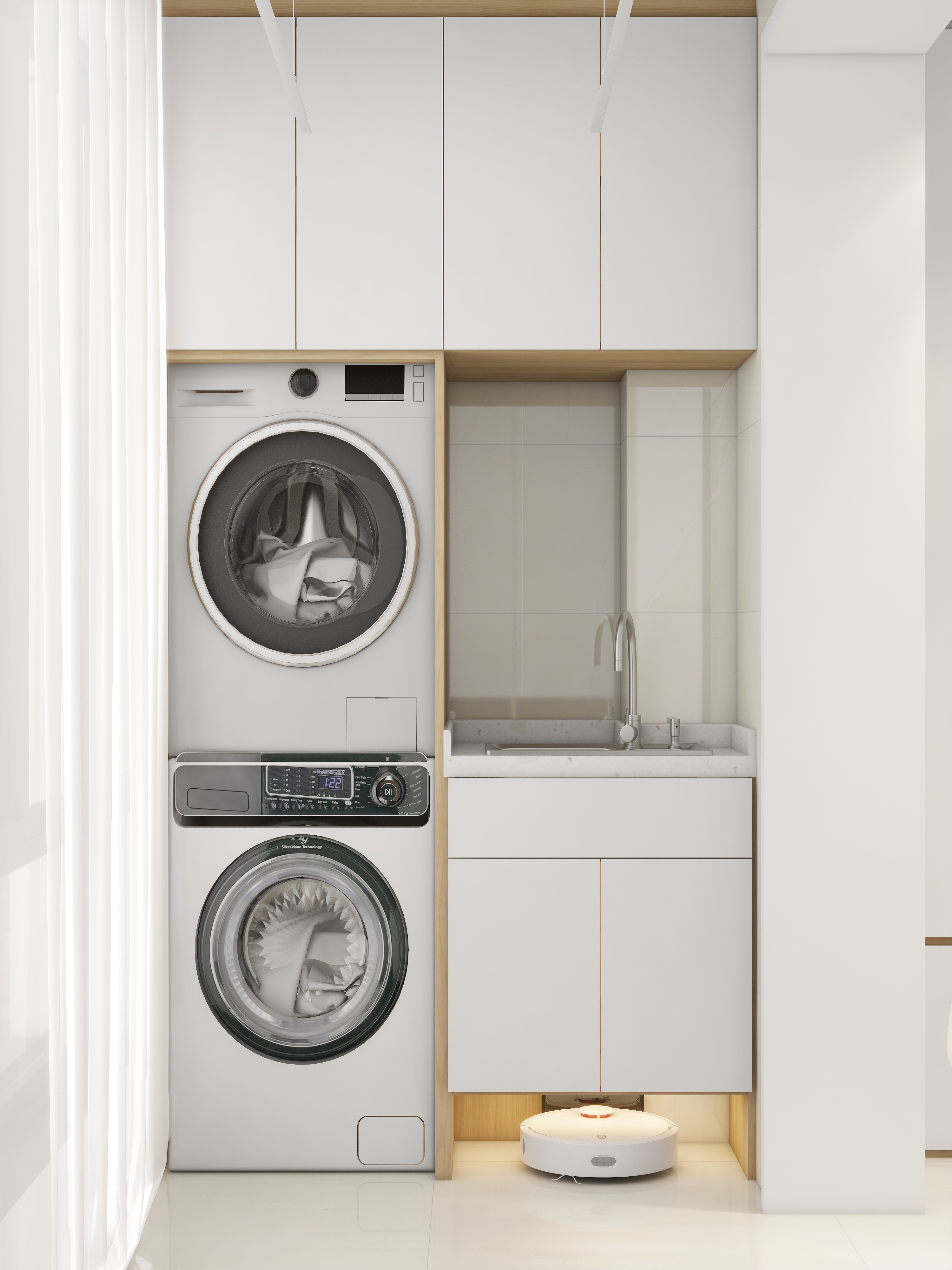 90㎡治愈系奶油风丨90空间设计-11