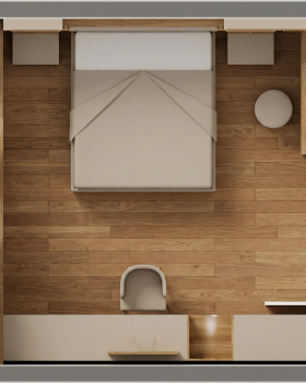 全新经典主卧套房（注：Master Bed Room常见较正式表达是Master bedroom suite 即主卧套房 ，这里结合语境按此处理） 丨Safaa Al  astal