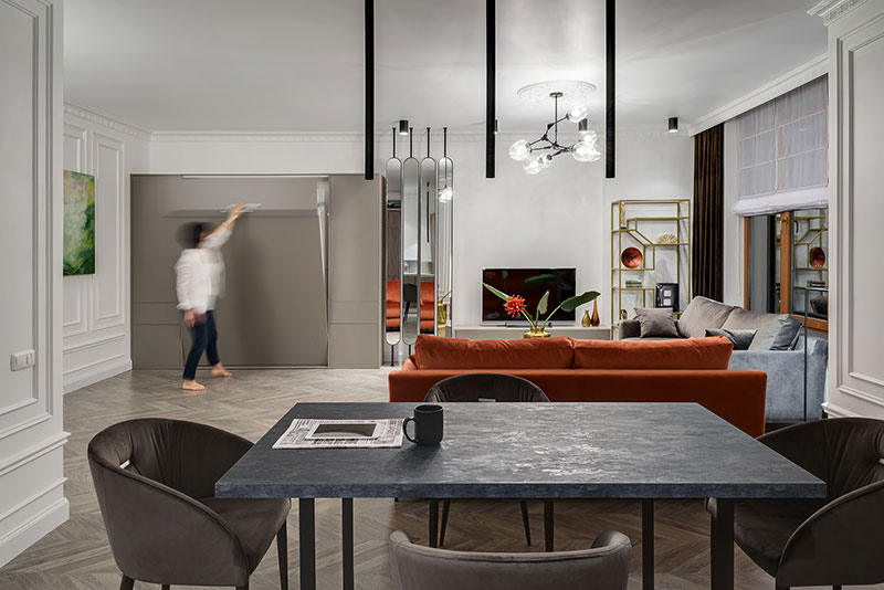 乌克兰时尚租赁住宅，隐藏式床设计独特-16