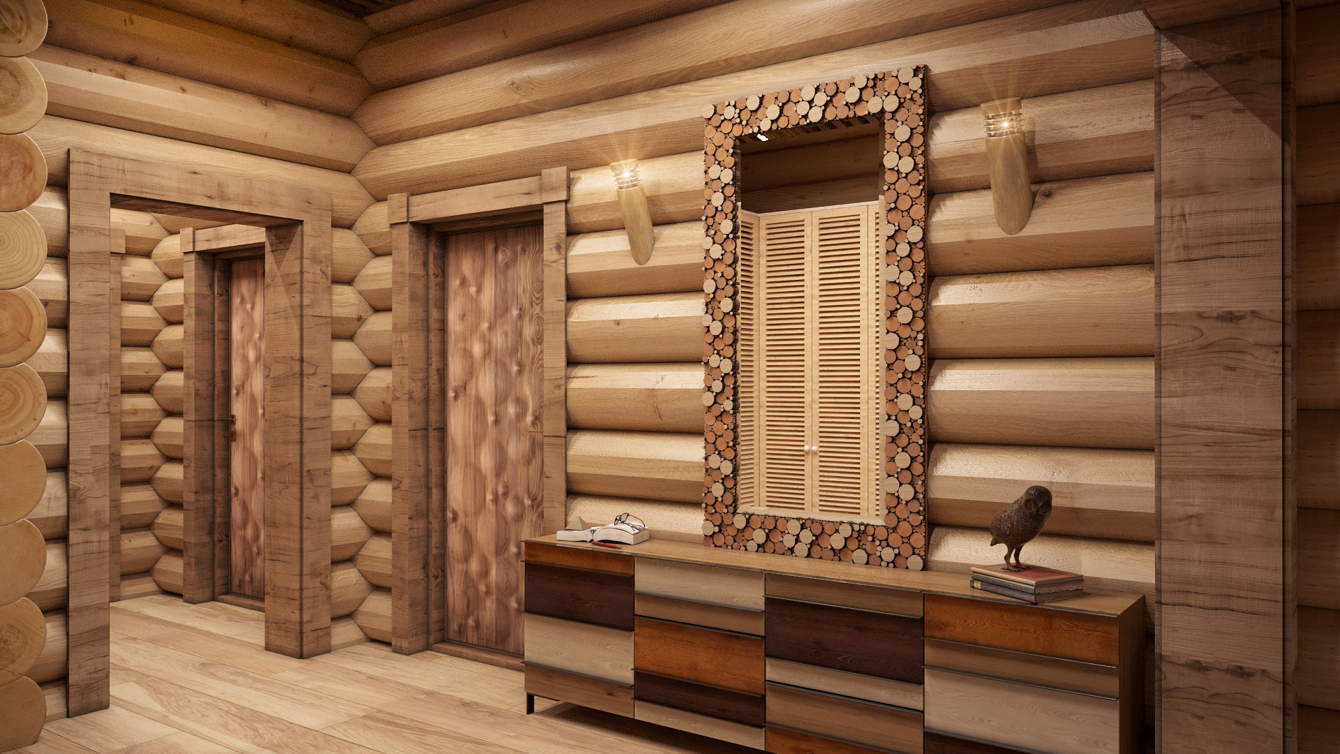 Варианты интерьера в срубе.-7