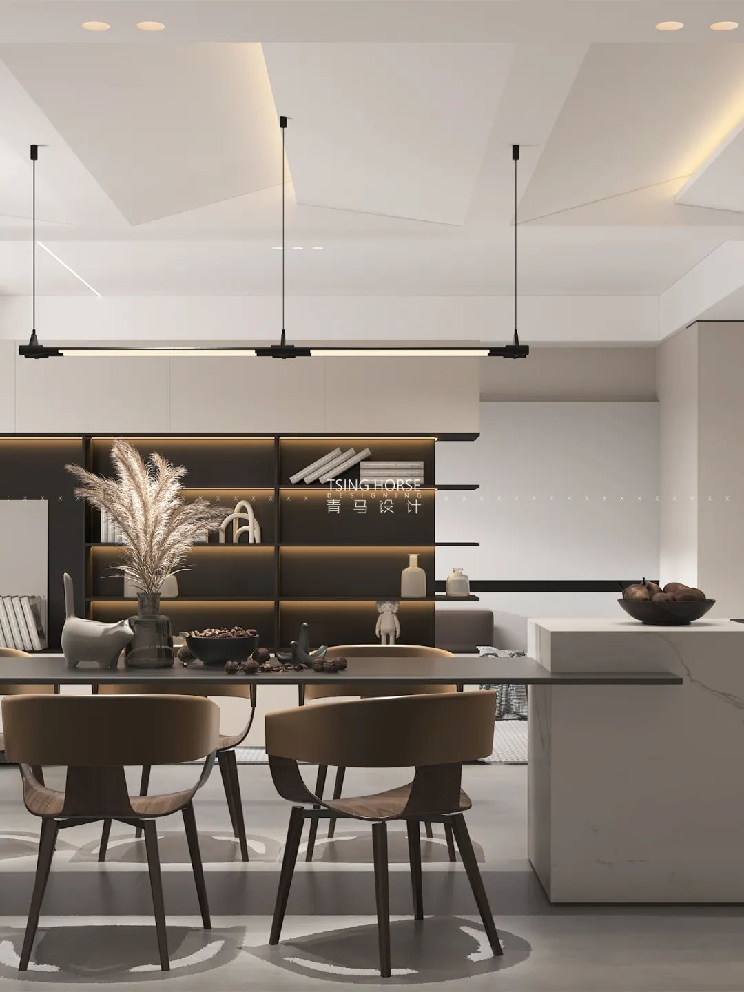 龙湖源著 350㎡现代简约生活空间丨王清玉设计团队-6