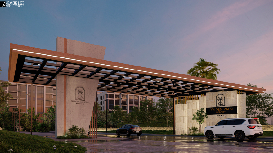 Golden Palm Resort Entrance - Architectural Design GATE-3