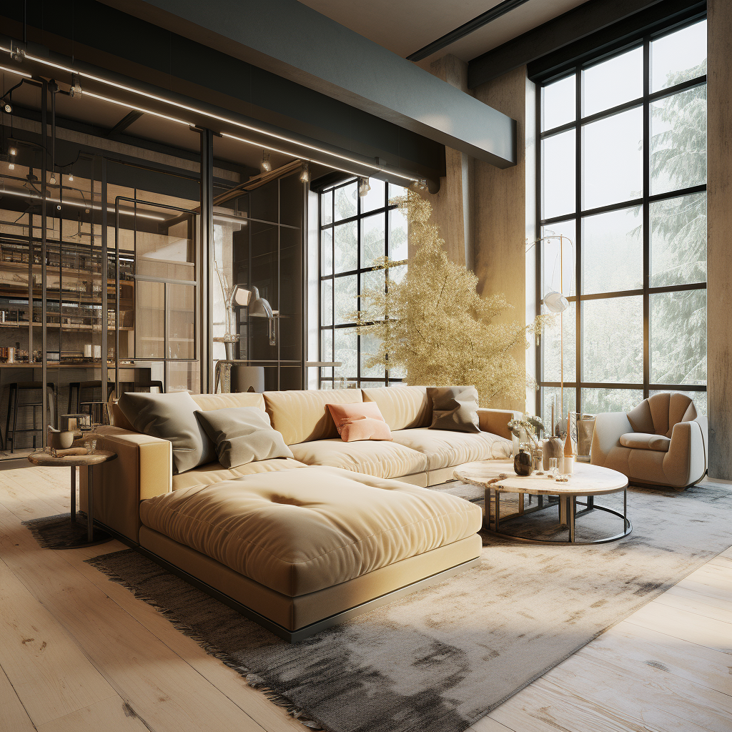 工业风黄沙发原创-2